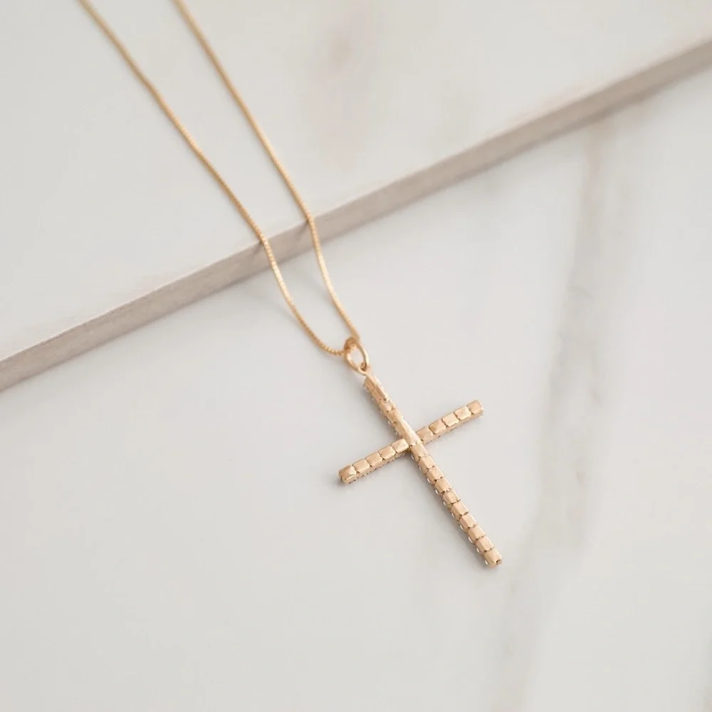 Crystal Cross Necklace | 18k Gold Filled - Picture 7 of 8